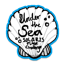 A seashell badge representing the Unofficial Under the Sea Flash Challenge